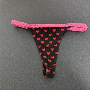 Black and Pink Heart Bikini Bottom